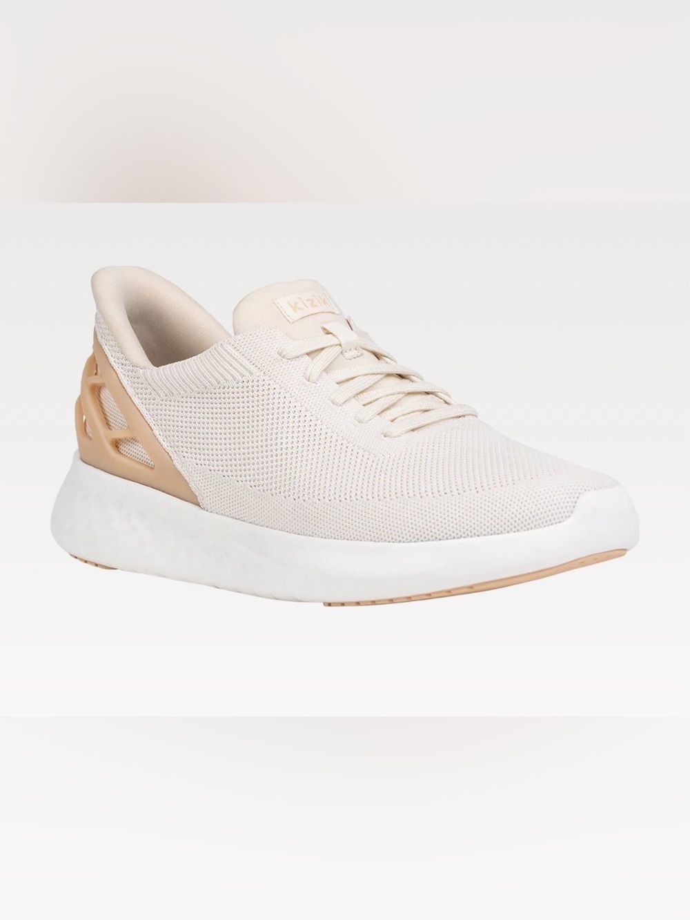 Kizik Athens Hands Free Sneakers Cream Size 7.5 Slip On White Knit Tennis Shoes
